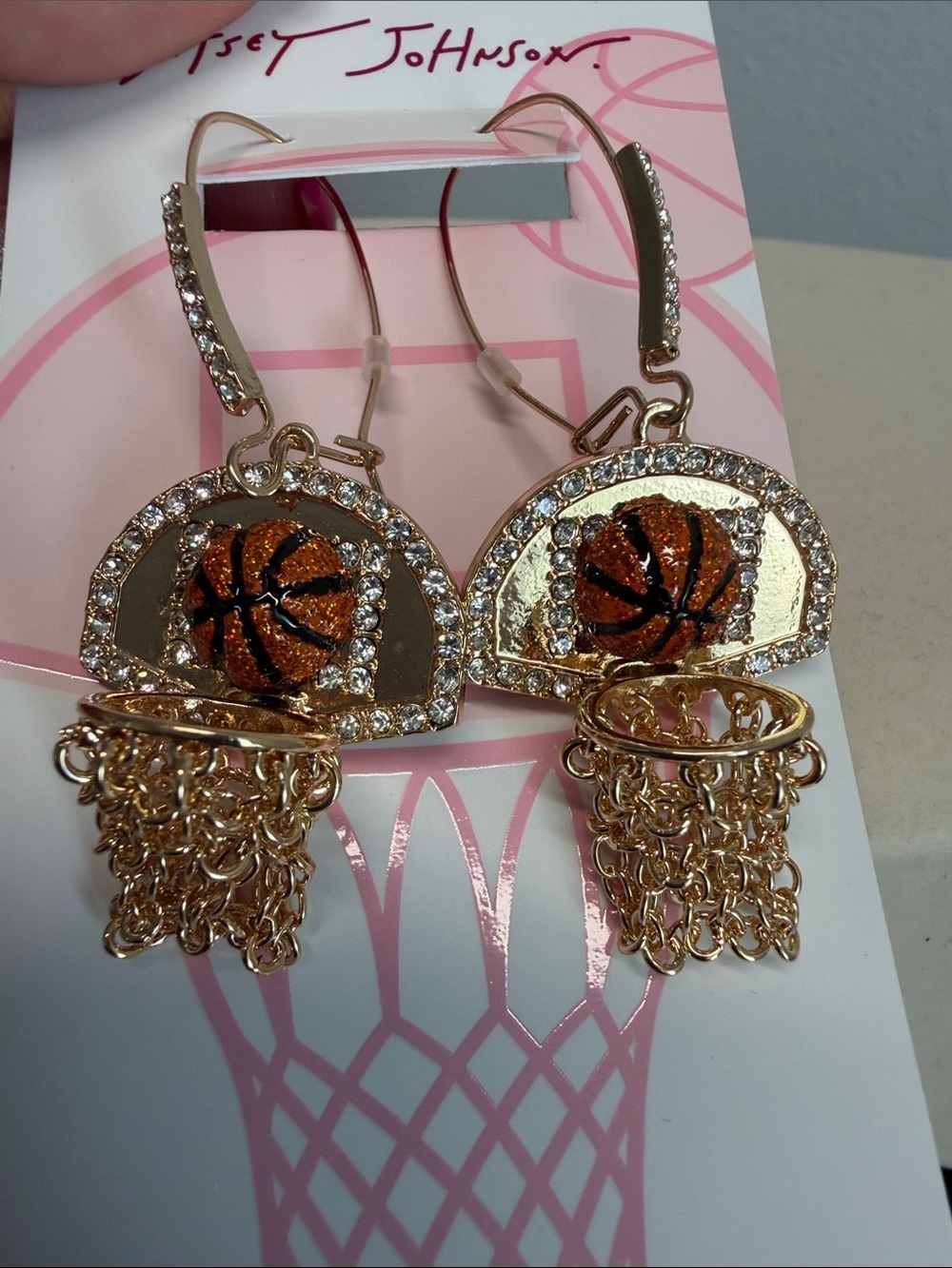 Betsey Johnson | Basketball Hoop Earrings with Rhinestones 🏀 - Picture 8 of 10